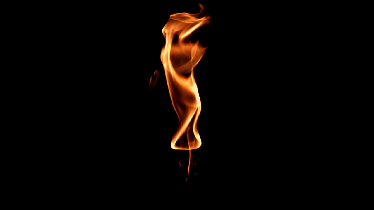 Flickering Orange Flame on Black Background