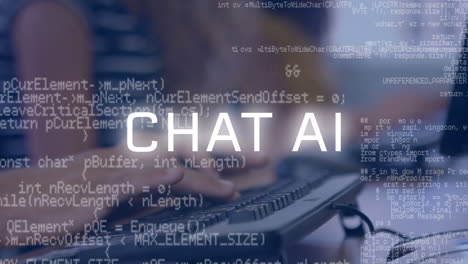 animación de texto de inteligencia artificial y procesamiento de datos sobre diversas mujeres que utilizan computadora.