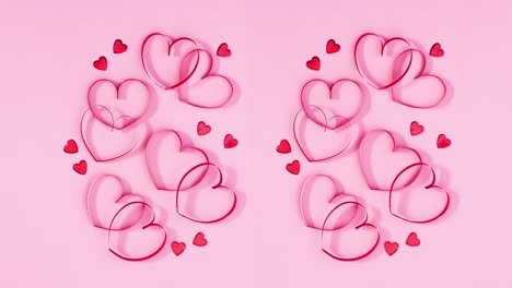 corazones rojos decoración romántica de amor en tema rosa pastel. detenga el movimiento