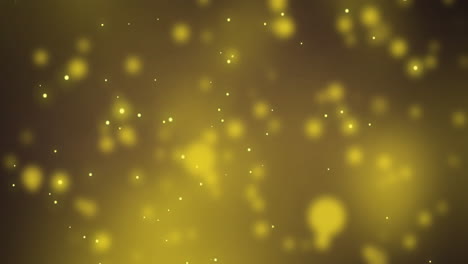 Animation-of-yellow-glowing-spots-falling-on-yellow-background