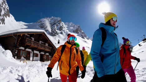 friends on a snowy ski trip