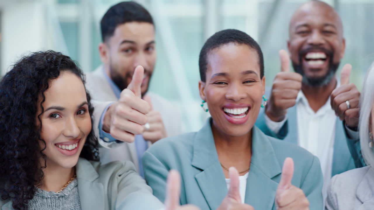 gente de negocios, pulgares hacia arriba