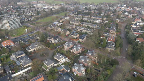 flying over beautiful suburban neighbourhood