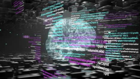 animación del cerebro humano y el procesamiento de datos de la ia sobre un fondo negro