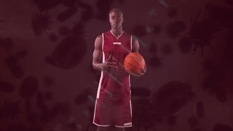 Animation-of-covid-19-cells-over-basketball-player