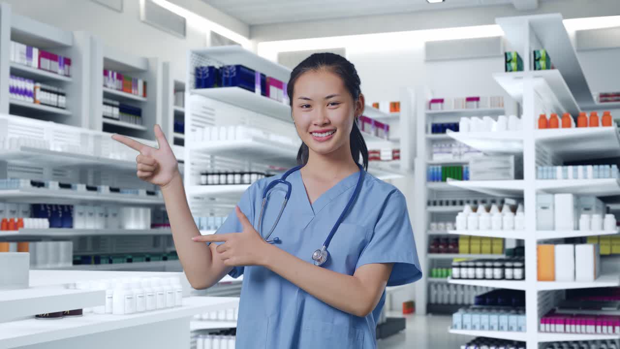 약국에서 제품을 제시하는 약사