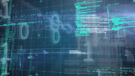 animazione dell'elaborazione dei dati su sfondo blu