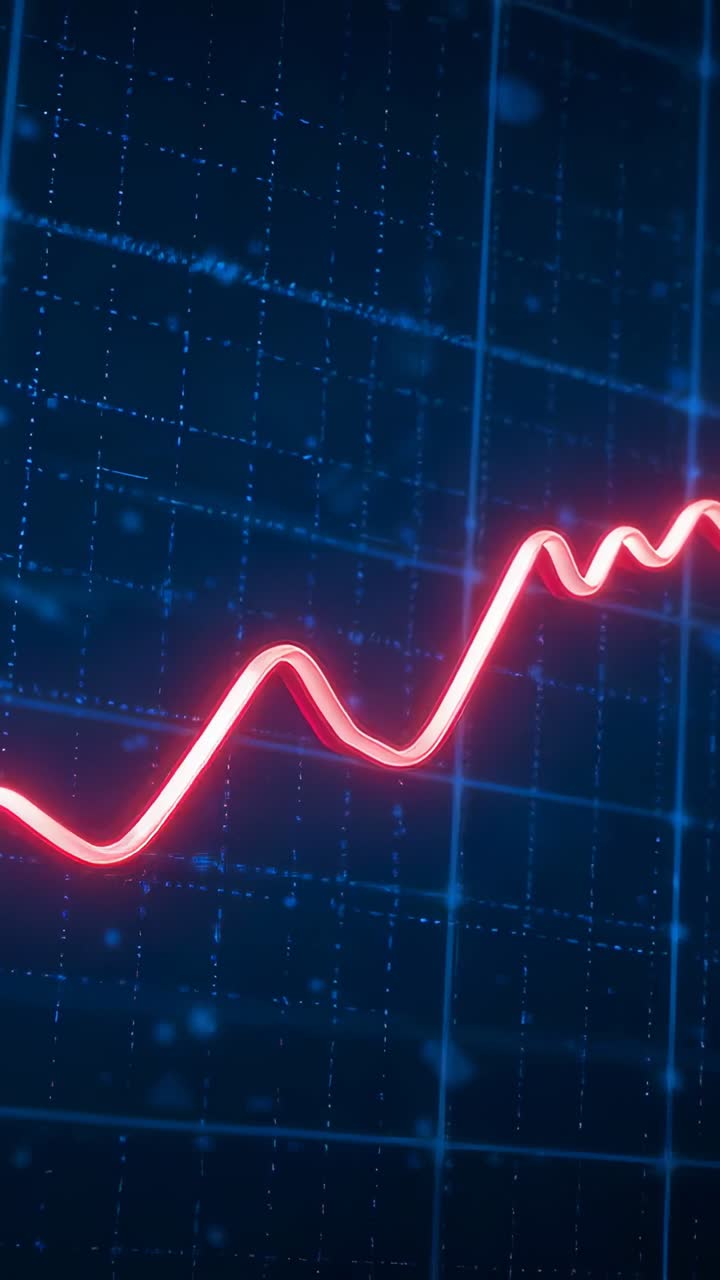 Vertical video: Starting playback, neon pink waveform moving right on navy grid, with dots