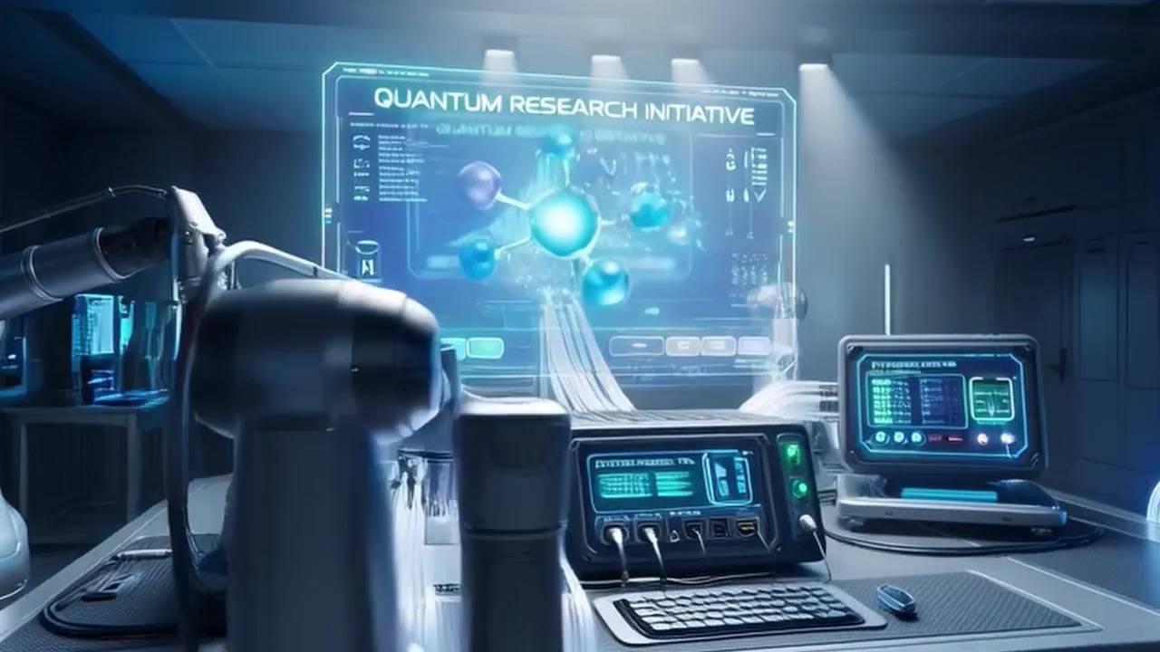 Robotic Arms Conducting Quantum Research in Advanced Laboratory