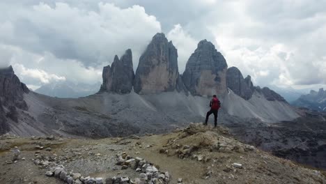 an amazing drone shot of tre cime di lavaredo in italy