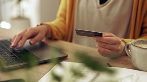 typing, laptop or hands of woman with credit card