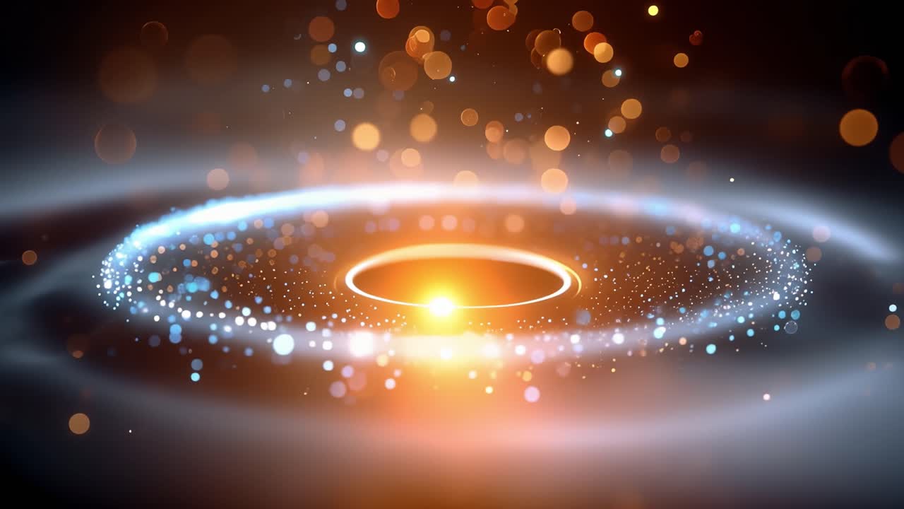 抽象发光光环及环绕粒子