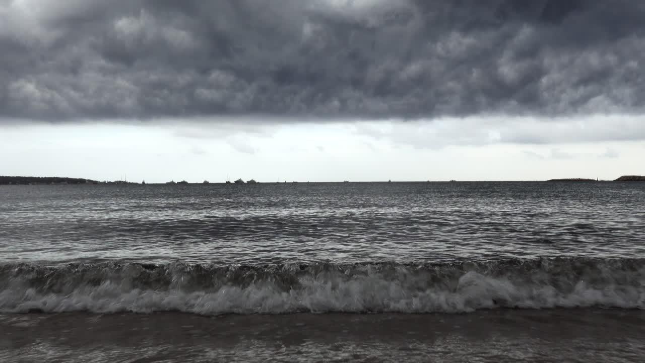 View of the sea on a cloudy and windy day