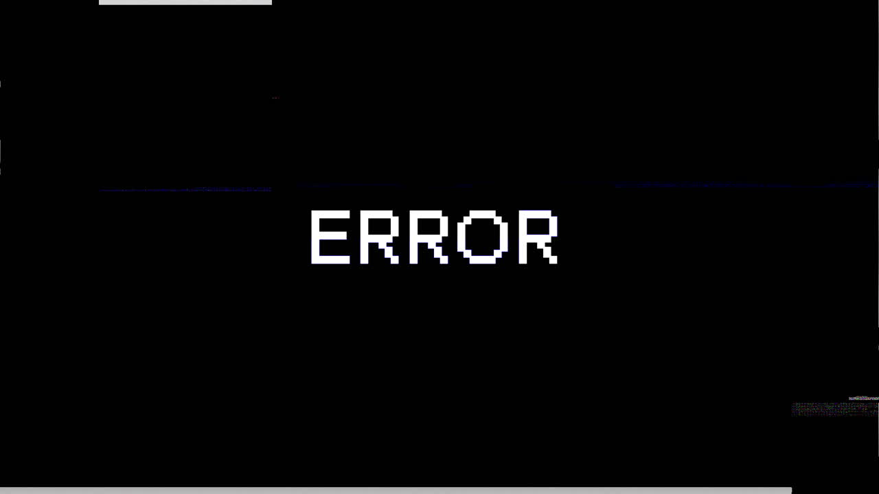 Digital Error Message with Glitch Effect on Black Screen