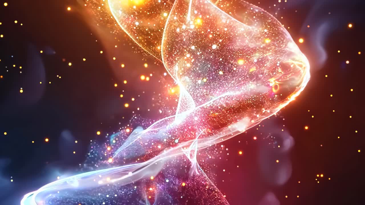 A colorful, swirling mass of smoke and fire with a bright red and blue swirl. The smoke and fire are in the background, and the main focus is on the colorful swirl