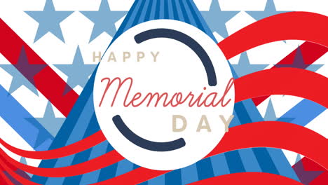 animation of happy memorial day text over american flag stars and stripes