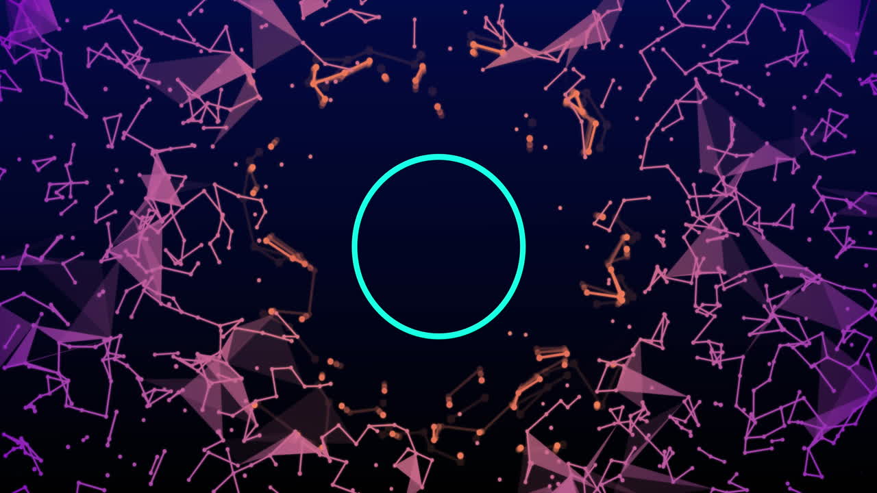 animación de puntos y formas con círculo sobre fondo negro