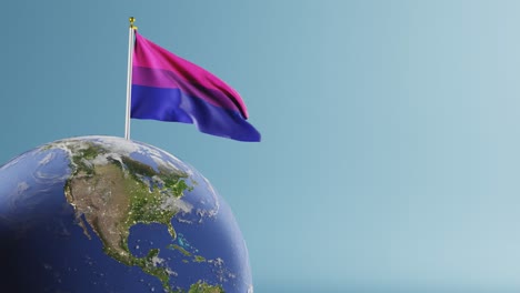 bisexual pride flag flowing against white background, 3d animation wolrd day