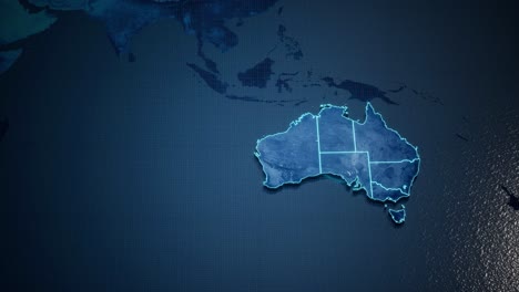 abstract geometric futuristic concept 3d map of australia with borders as scribble, blue neon style-1