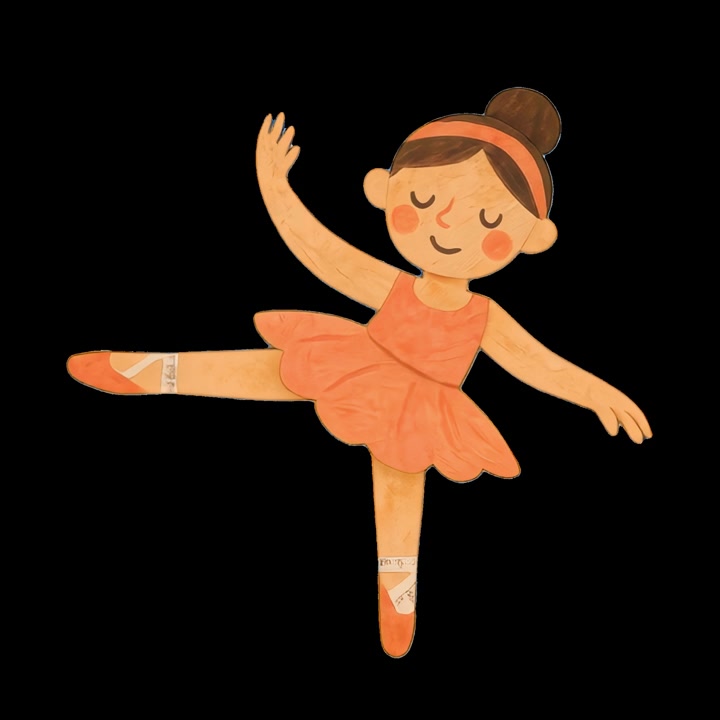 Ballerina animata carina che esegue un arabesque