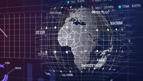 animation of globe with data processing over black background