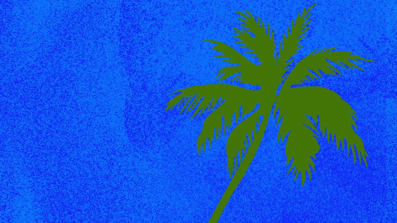 animación de una palmera sobre un fondo azul