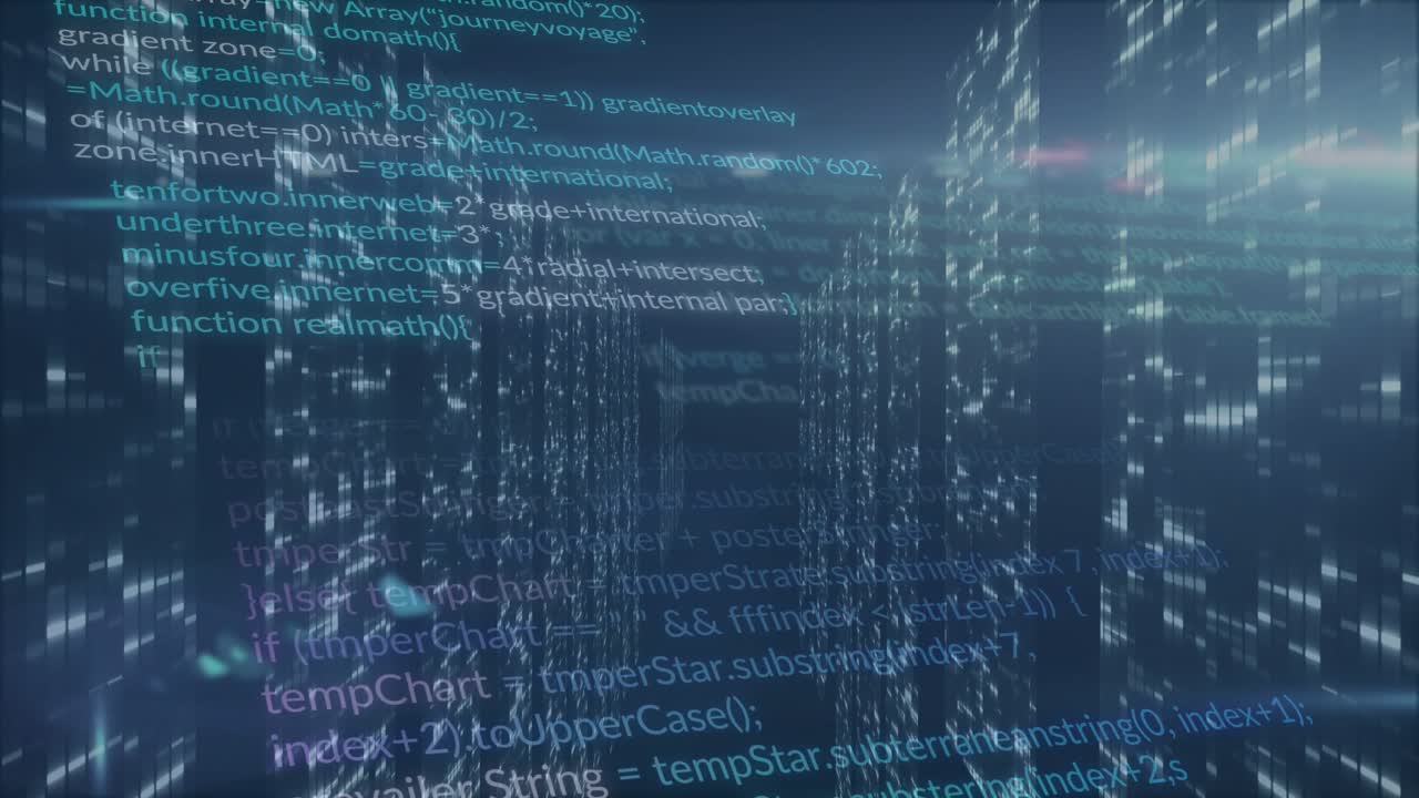 Forward view launching data corridor, advancing through code streams while visualizing data flow