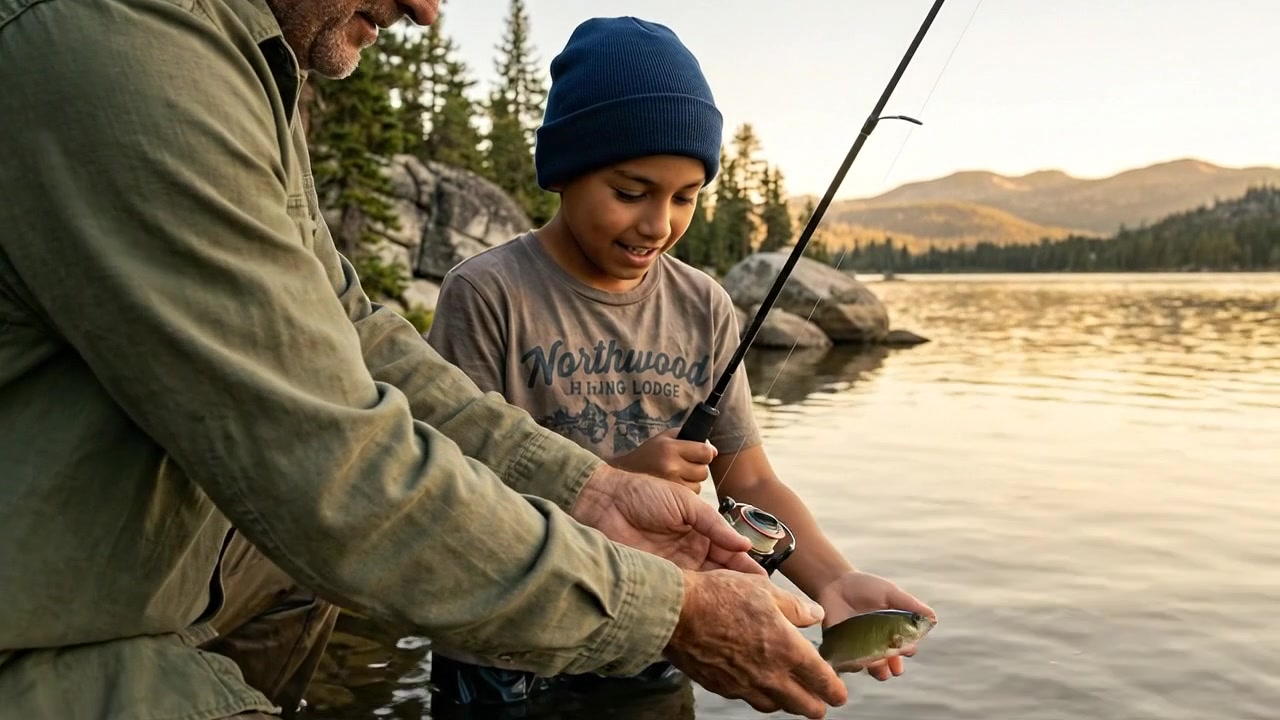 Close up of angler preparing fishing equipment