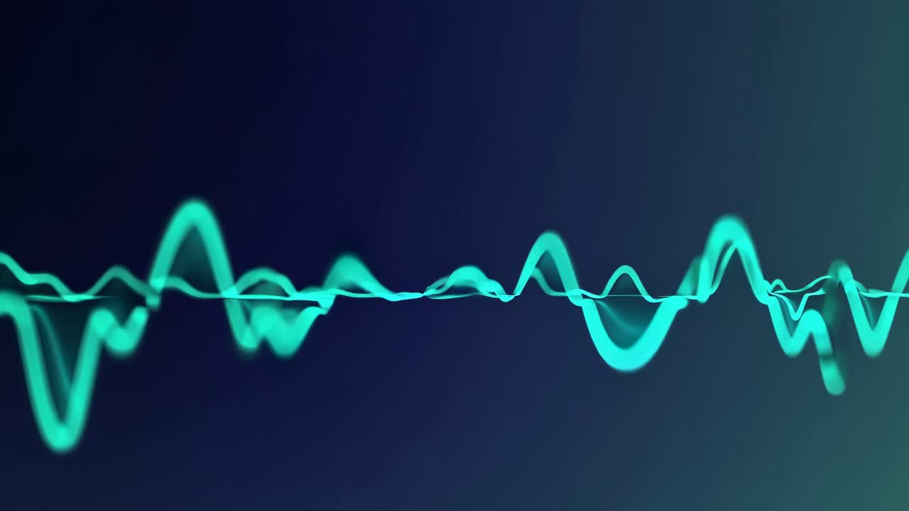Abstract video concept with a dynamic waveform on a gradient background