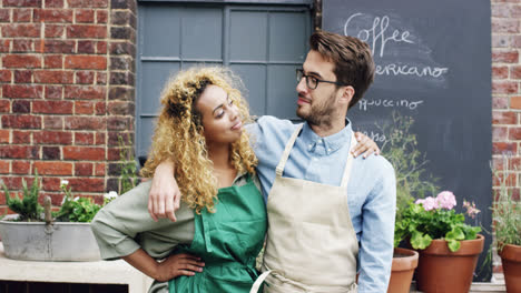 small business owners porttait cafe ready for work
