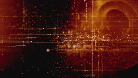 matriz de datos de metaverso de desenfoque abstracto futurista, meta, telemetría y visualización de números cifrados con simulación de partículas en el entorno del ciberespacio para el fondo del bucle hud
