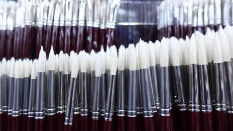 close-up of many paintbrushes