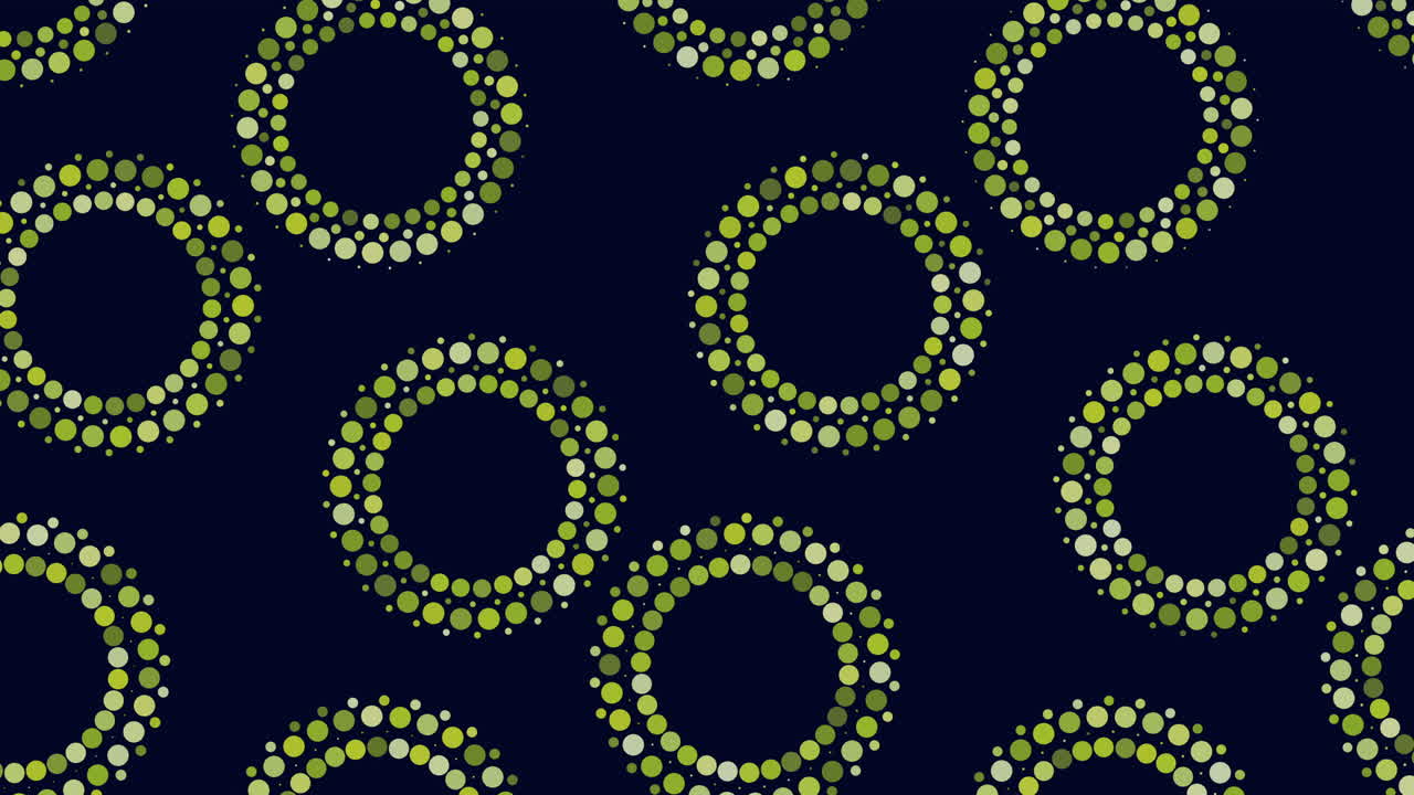 Neon circles pattern with rainbow and random dots on black gradient 3