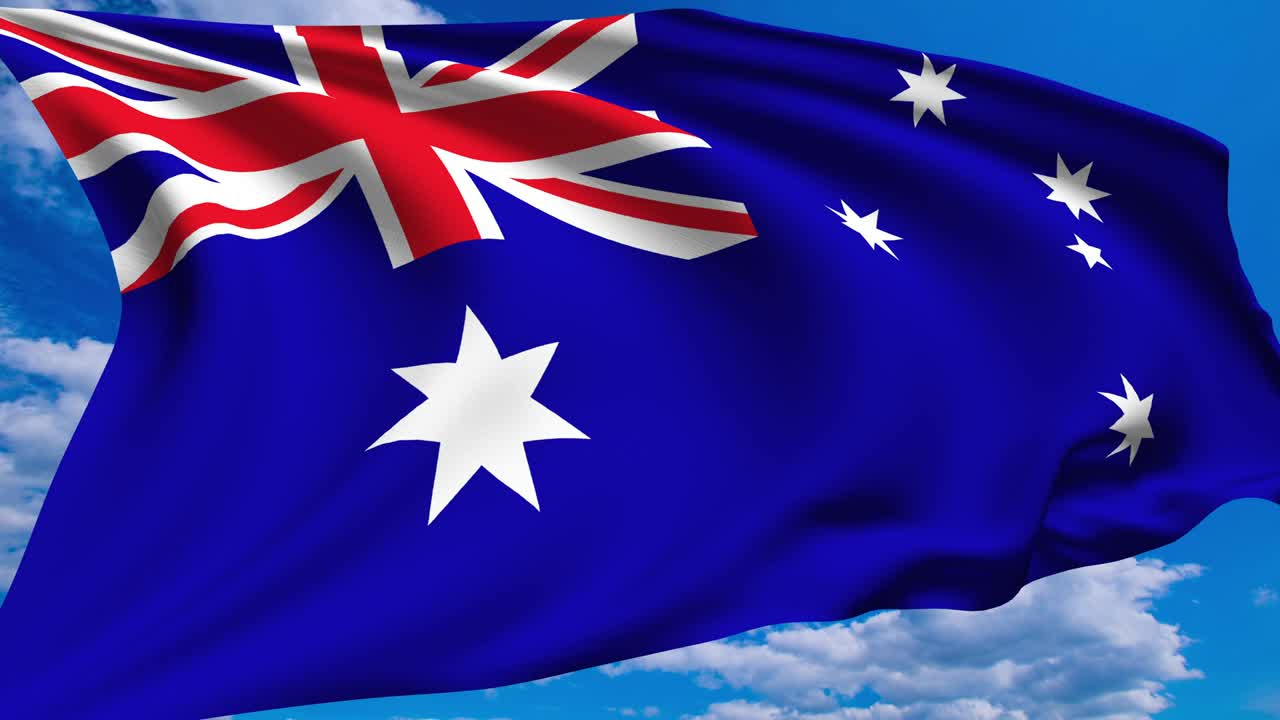 구름이 가득한 하늘에 대한 오스트레일리아의 발 (알파 채널, 루프 가능)