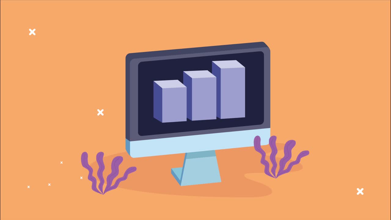 desktop device with statistics bars ecommerce technology