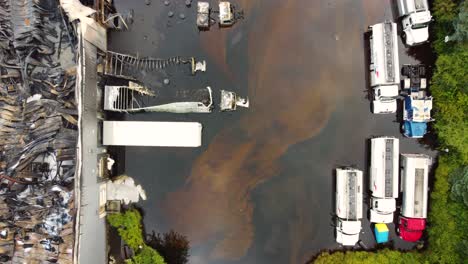 desolate panorama of factory reduced to ashes after devastating fire in toronto, canada