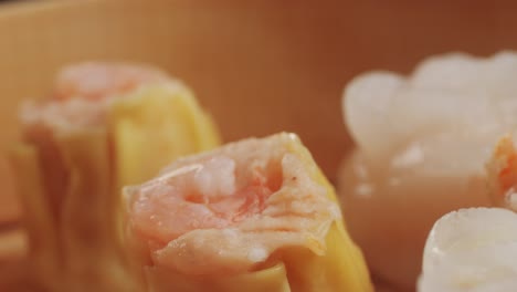 close-up of shrimp dumplings