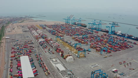 container ship in export and import business and logistics.