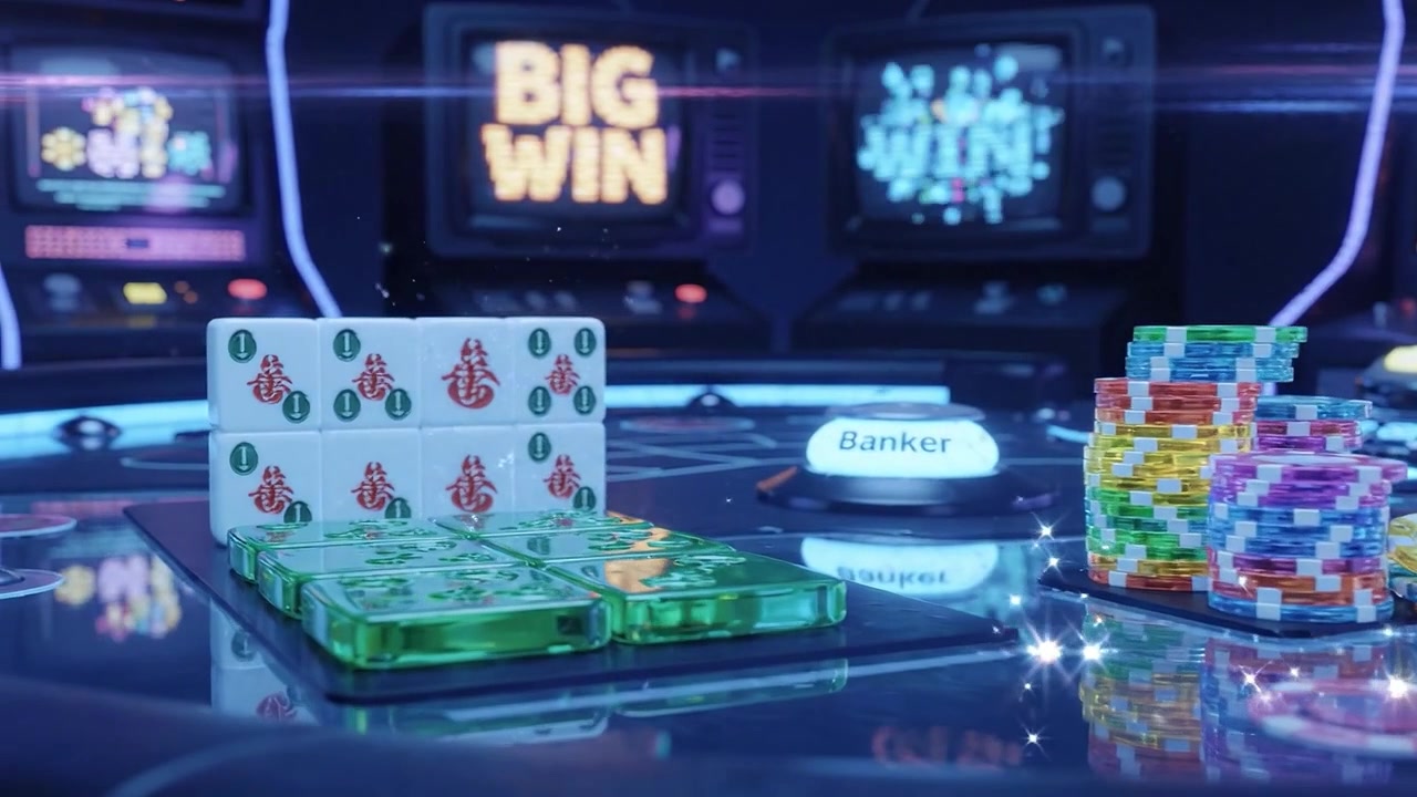 Dinamica Emozionante del Tavolo da Casinò con Fiches Colorate e Momenti Vincenti in un Ambiente di Gioco ad Alto Rischio con Mahjong e Slot Machine