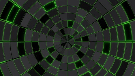 espiral hipnótica patrón simétrico de cuadrados negros y verdes