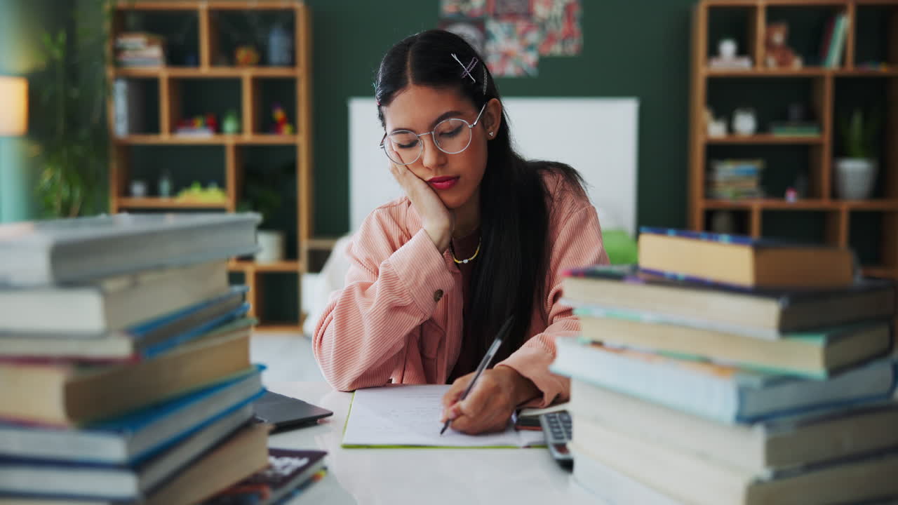 Woman studying at her desk
