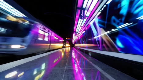 vibrant neon subway tunnel