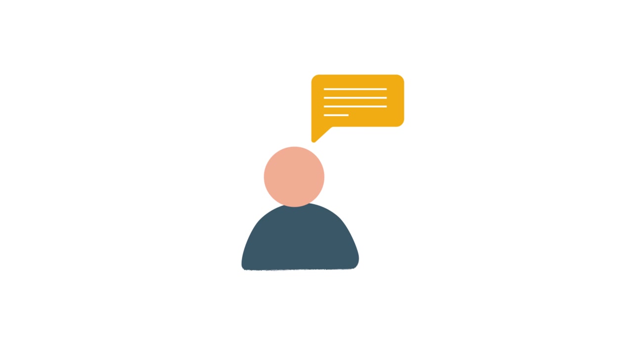 Animated Icon of Person with Speech Bubble for Communication