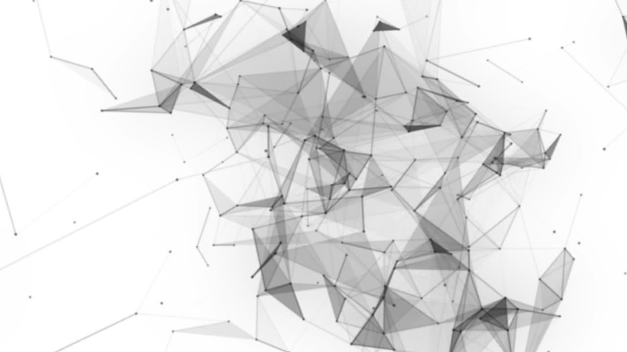 Plexus fantasy abstract technology. Abstract geometric background with moving lines, dots and triangles. Science. Medicine and technology. Loop animations