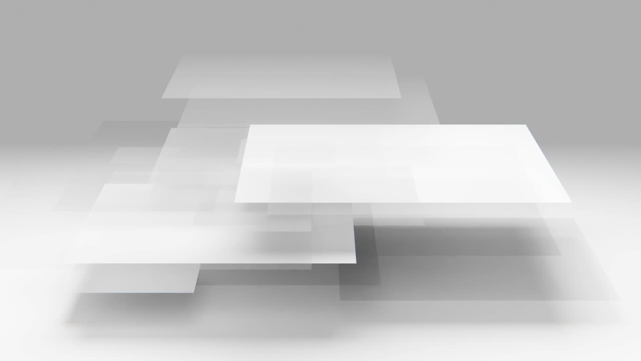 Abstract White Rectangles Floating and Shifting on Grey Background