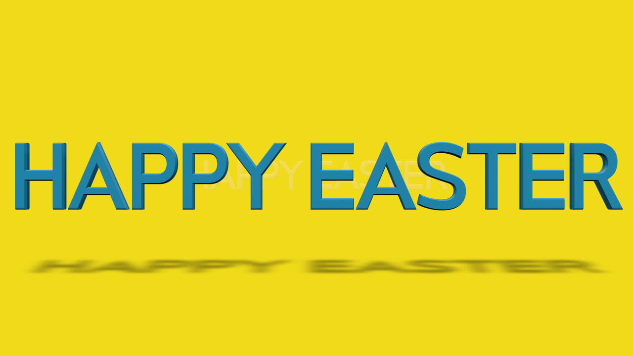 Auguri giocosi di "Buona Pasqua" su uno sfondo giallo vivace