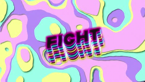 animation of fight text over pattern background