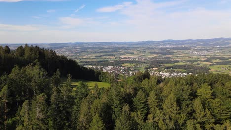 Aerial-drone-shot-flying-towards-Pfannenstiel-observation-tower