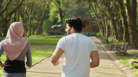 couple running in park