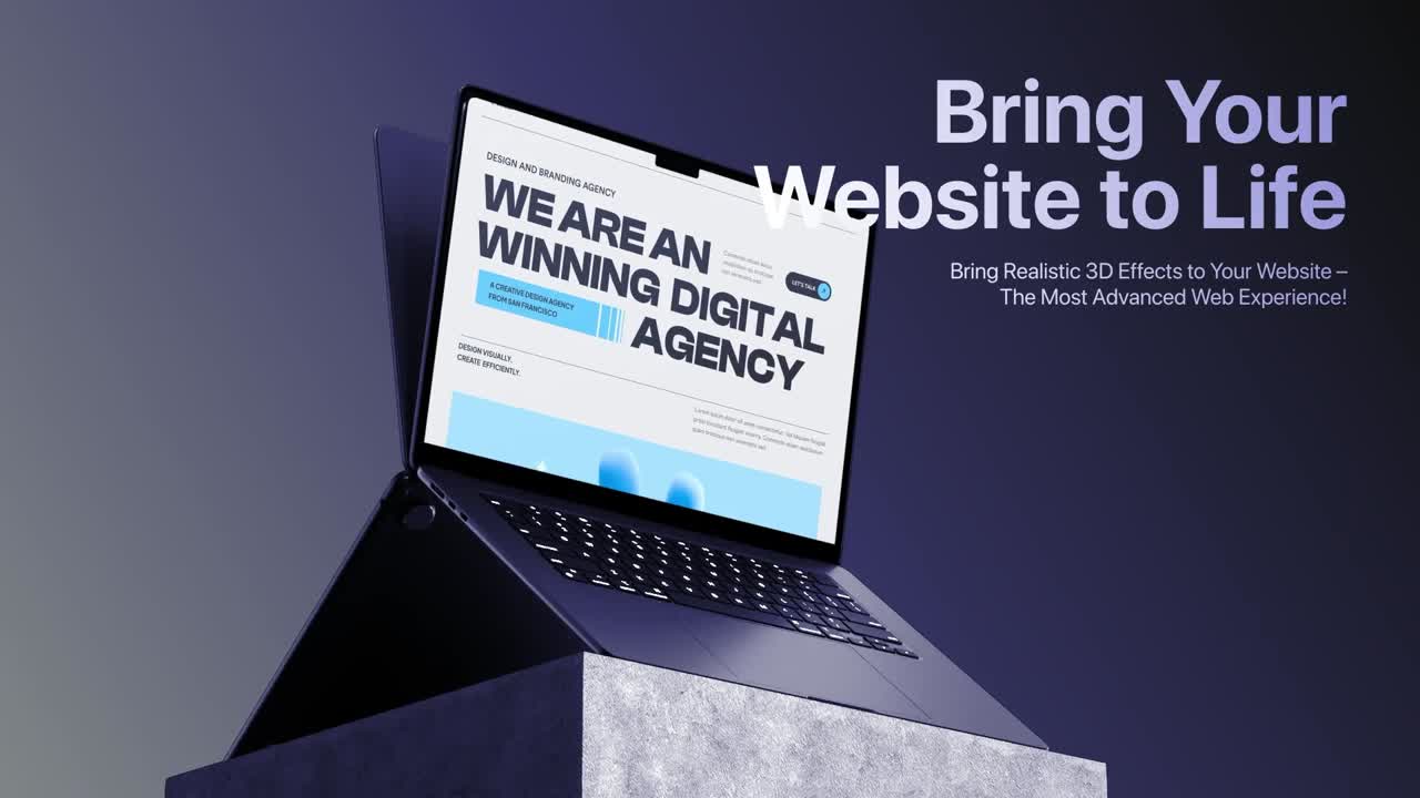 Professionel promoveringsskabelon til hjemmesider med fokus på laptops, for digitale produkter og fremvisning af online virksomheder